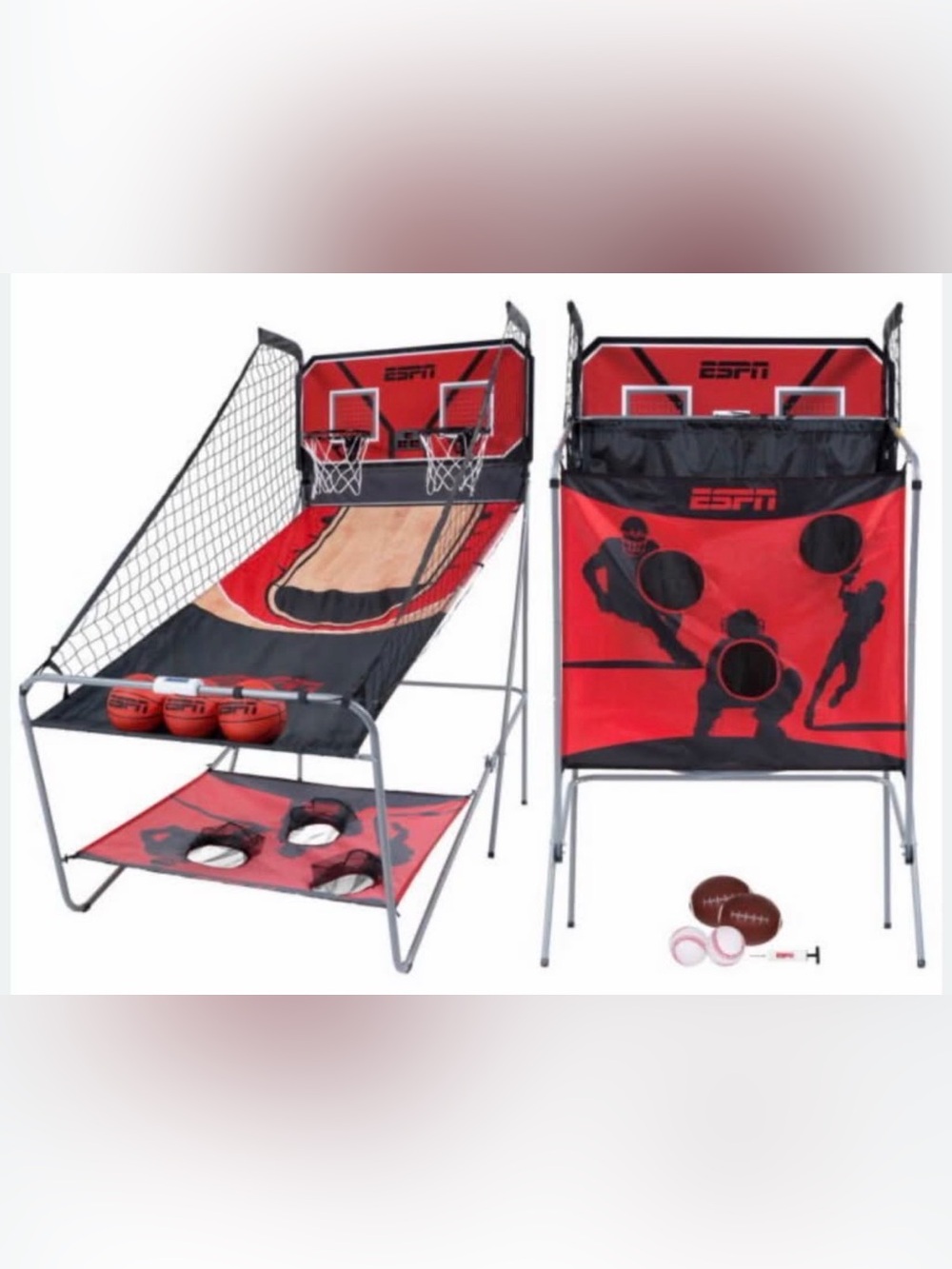 ESPN 3 and 1 Arcade Basketball and Toss Game Set
